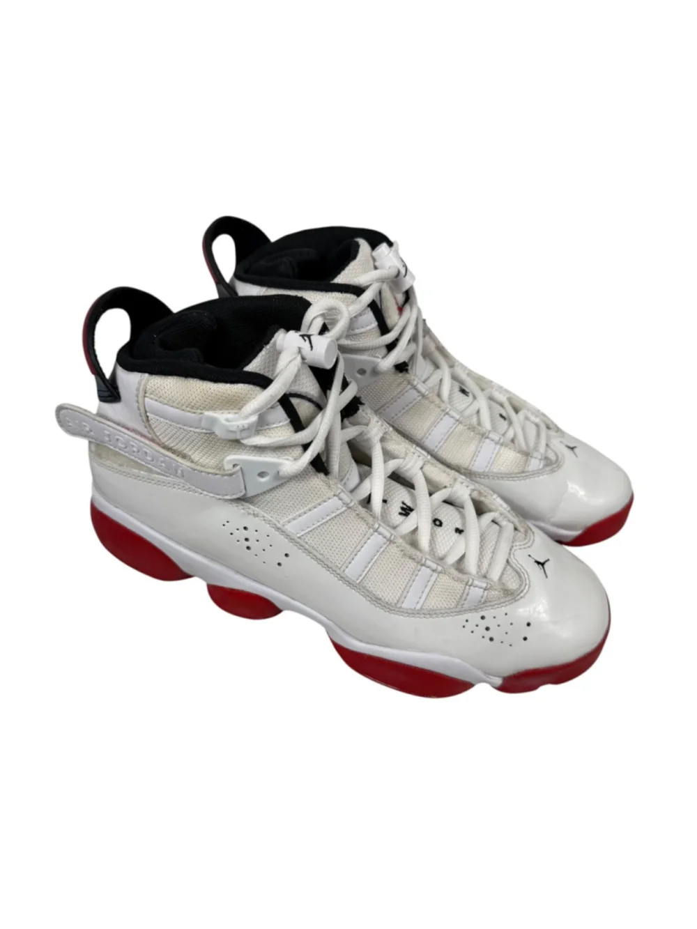 Jordan 6 Rings Home Basketball Shoes White Varsity Red Black Size 7Y 323419-160
